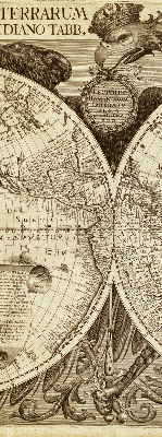 Fabric roller blind Old world map
