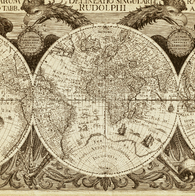 Fabric roller blind Old world map