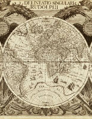 Fabric roller blind Old world map