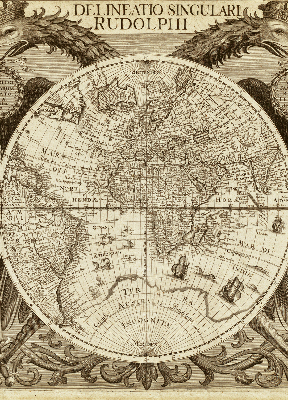 Fabric roller blind Old world map