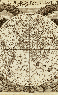 Fabric roller blind Old world map