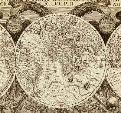 Fabric roller blind Old world map
