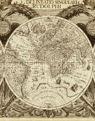 Fabric roller blind Old world map