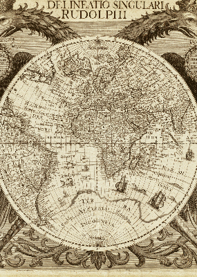 Fabric roller blind Old world map