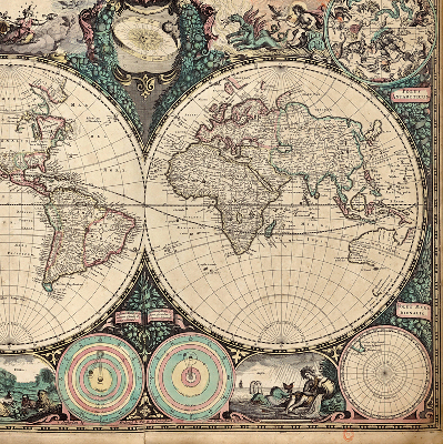 Modern roller blind World map