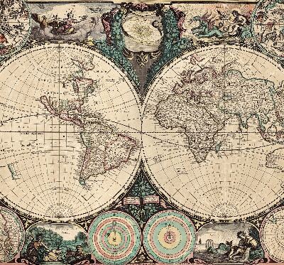 Modern roller blind World map