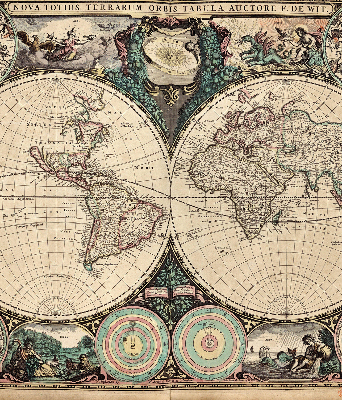 Modern roller blind World map