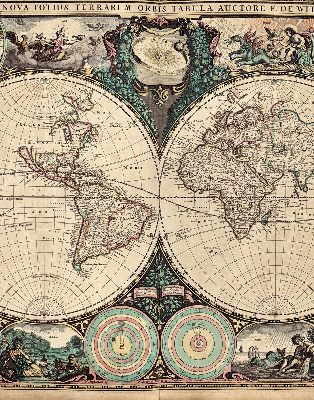 Modern roller blind World map