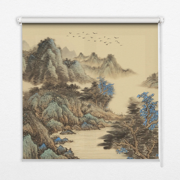 Roller blind for large window Mountains