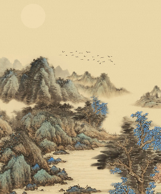 Roller blind for large window Mountains