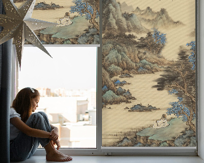 Roller blind for large window Mountains