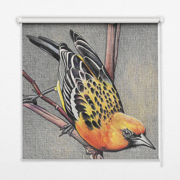 Fabric roller blind A bird on a branch