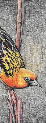 Fabric roller blind A bird on a branch