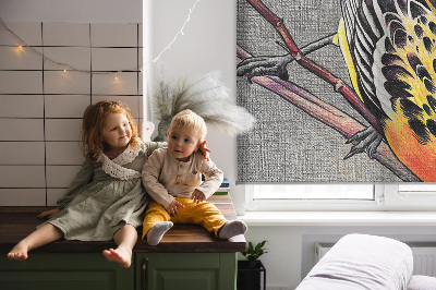Fabric roller blind A bird on a branch