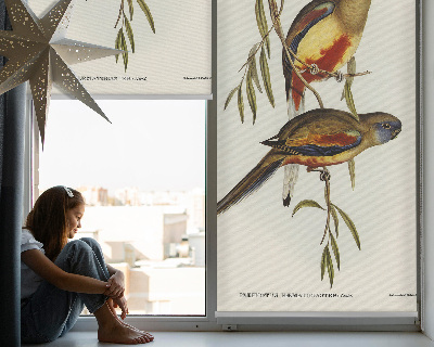 Fabric roller blind Two birds on a branch