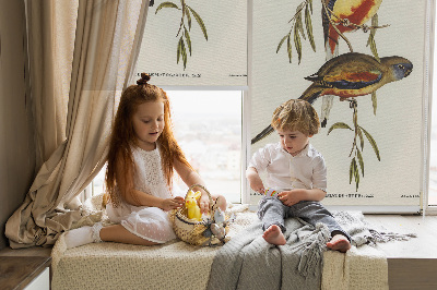 Fabric roller blind Two birds on a branch