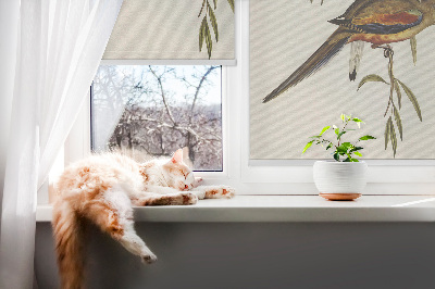 Fabric roller blind Two birds on a branch