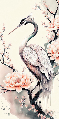 Modern roller blind Heron in flowers