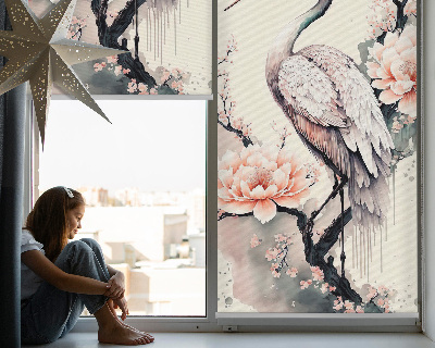 Modern roller blind Heron in flowers