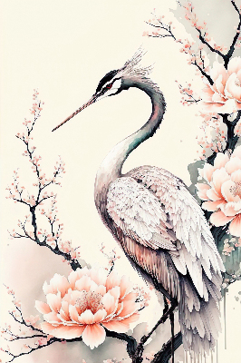 Modern roller blind Heron in flowers