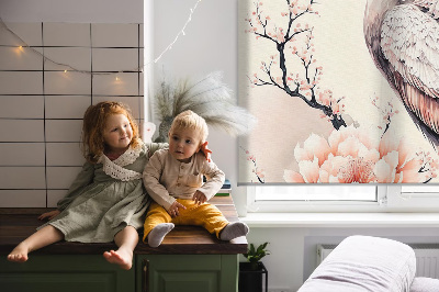 Modern roller blind Heron in flowers