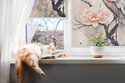 Modern roller blind Heron in flowers