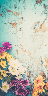Roller blind for large window Flowers on a blue background