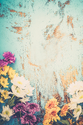 Roller blind for large window Flowers on a blue background