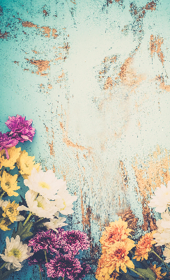 Roller blind for large window Flowers on a blue background