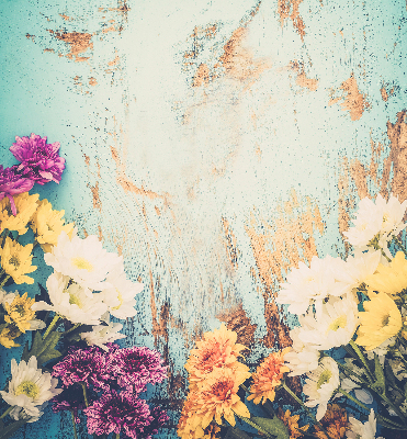 Roller blind for large window Flowers on a blue background