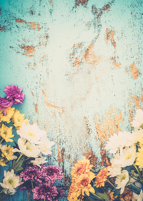 Roller blind for large window Flowers on a blue background