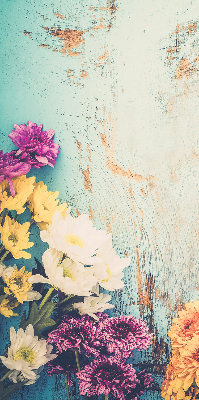 Roller blind for large window Flowers on a blue background