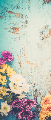 Roller blind for large window Flowers on a blue background