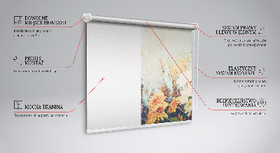 Roller blind for large window Flowers on a blue background