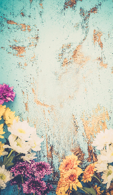 Roller blind for large window Flowers on a blue background