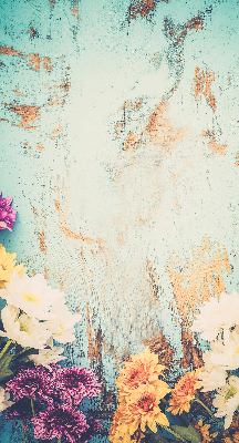 Roller blind for large window Flowers on a blue background