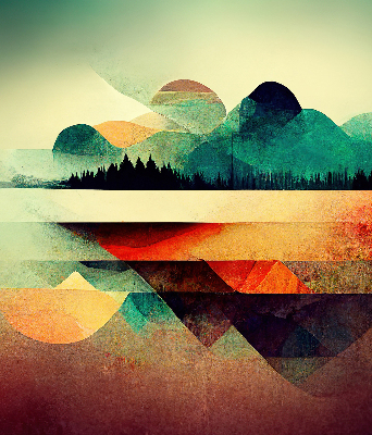 Modern roller blind Abstract mountains