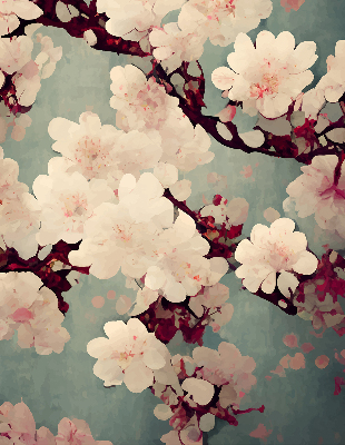 Fabric roller blind Cherry blossom