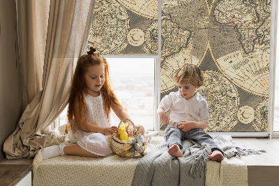 Modern roller blind World map
