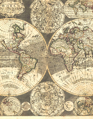 Modern roller blind World map