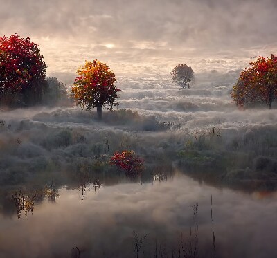 Roller blind for large window Trees in the fog