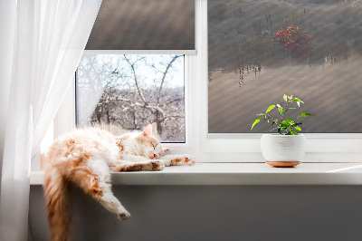 Roller blind for large window Trees in the fog