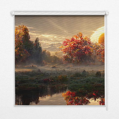 Fabric roller blind Sunset behind the trees