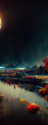 Modern roller blind River in the moonlight