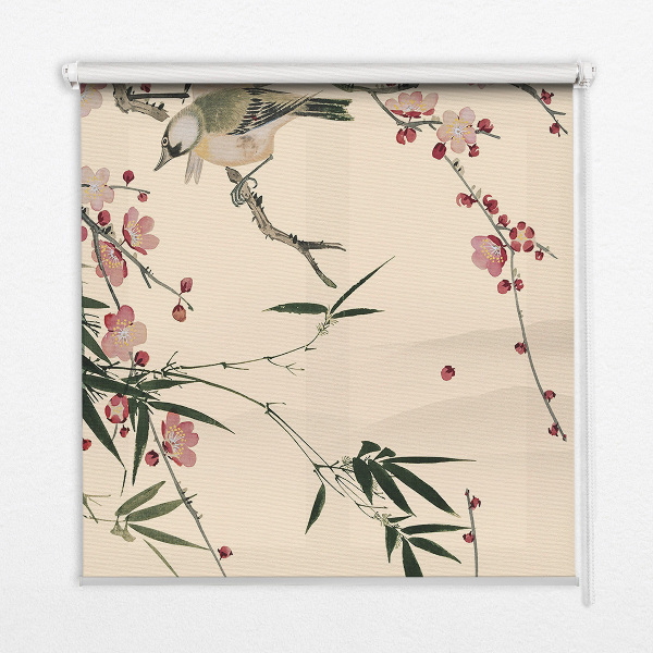 Fabric roller blind Cherry Blossom and Bird