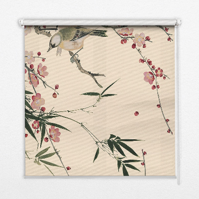 Fabric roller blind Cherry Blossom and Bird