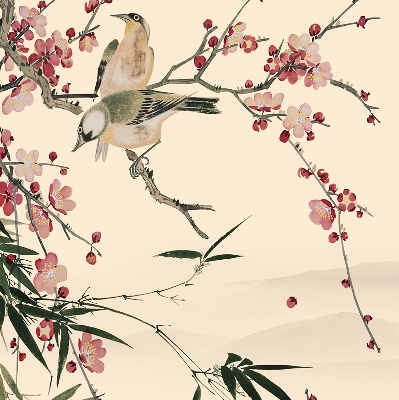 Fabric roller blind Cherry Blossom and Bird