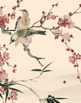 Fabric roller blind Cherry Blossom and Bird