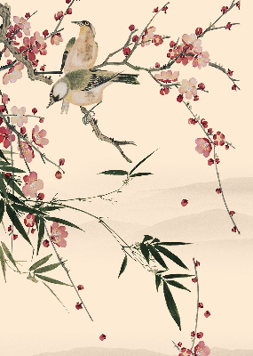 Fabric roller blind Cherry Blossom and Bird