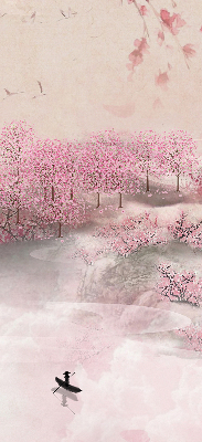 Fabric roller blind Cherry Blossom Garden